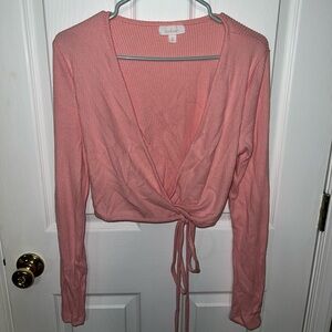 Colsie Blush Long Sleeve Wrap Blouse
